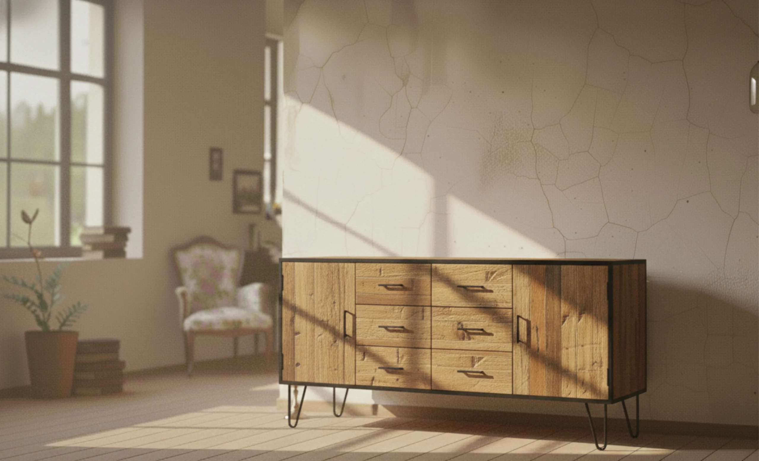 2 Door and 6 Drawer Cabinet (KBAR076) 2 Door and 6 Drawer Cabinet - Image 1