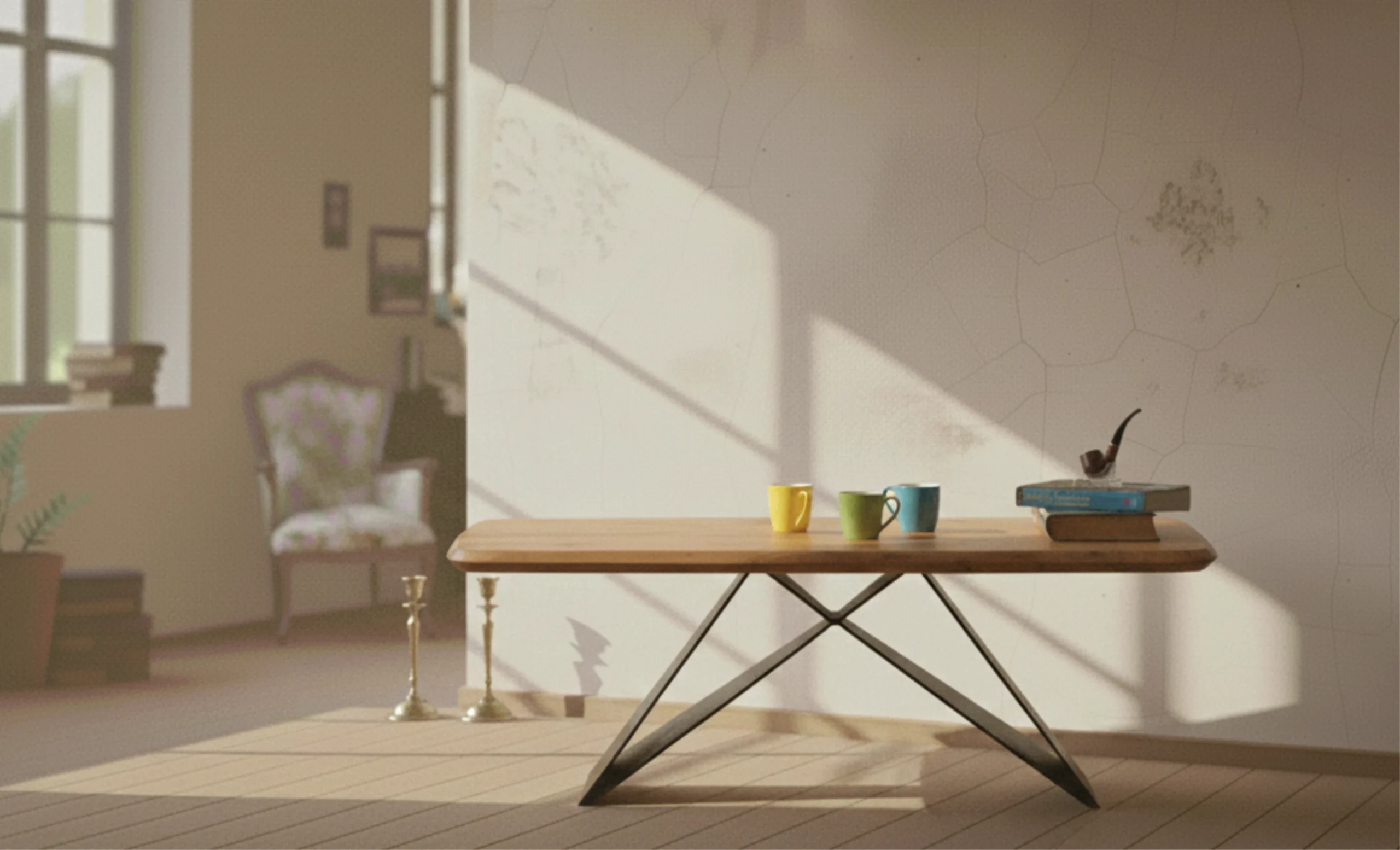 Acacia Wooden Coffee Table With Heavy Iron Base (KBAR101) Acacia Wooden Coffee Table With Heavy Iron Base - Image 1