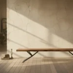 Wooden Live Edge Bench 56mm Solid thickness with Black powder coated Iron Base