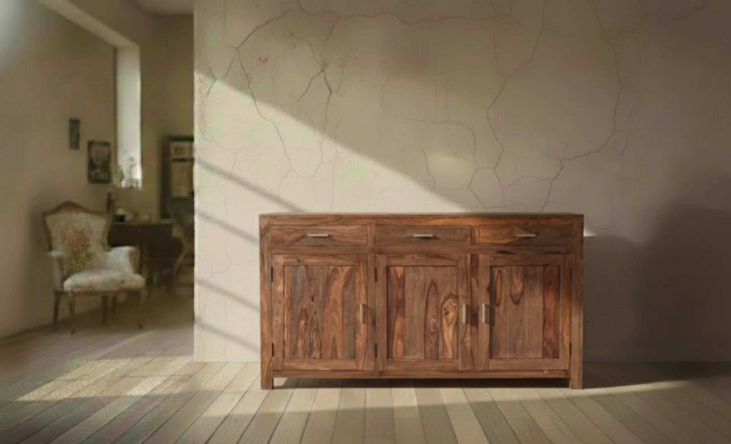 Three Door Three Drawer Wooden Sideboard (KBAR048) Three Door Three Drawer Wooden Sideboard - Image 1