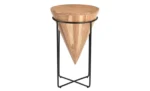 Wooden Accent Table with Iron Base - Image 2