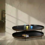 Wooden Coffee Table with Metal Base