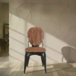 Wooden Dining Chair with Iron Base
