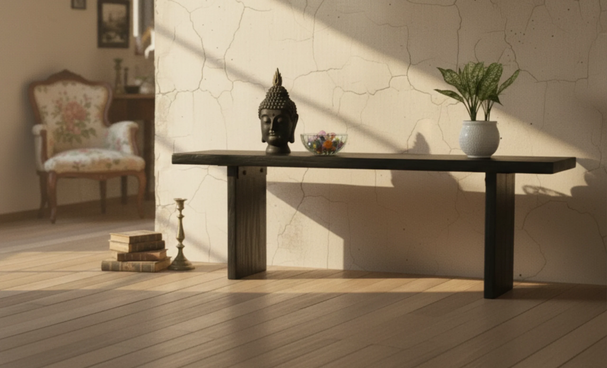 Wooden Bench (Black) (KBAR022) Wooden Bench (Black) - Image 1