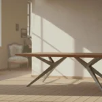 Wooden Dining table with solid acacia top, 55mm thick