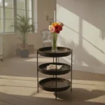 Wooden End Table with Metal base