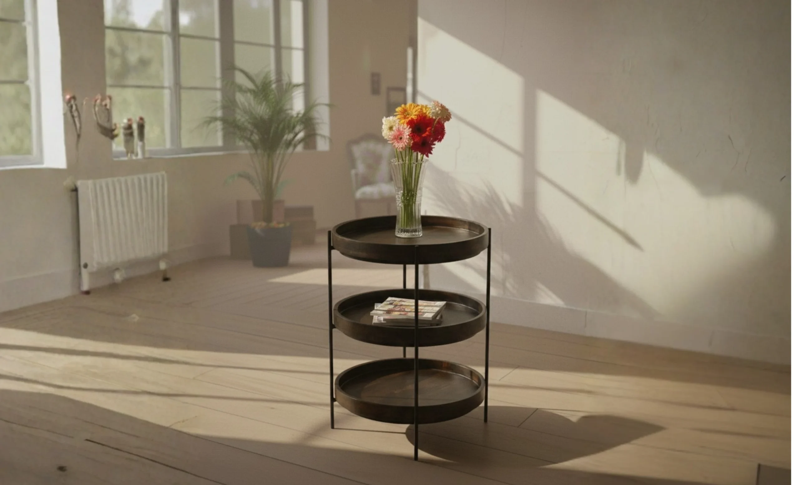 Wooden End Table with Metal base (KBAR107) Wooden End Table with Metal base - Image 1
