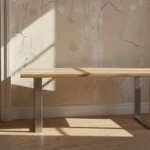 Wooden Live Edge Dining Table 56mm Solid thickness Acacia wood with silver colour Iron Base