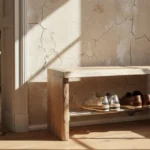 Wooden Live edge Shoe Rack  in Natural Finish