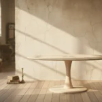 Wooden Round Dining Table in Bleach finished