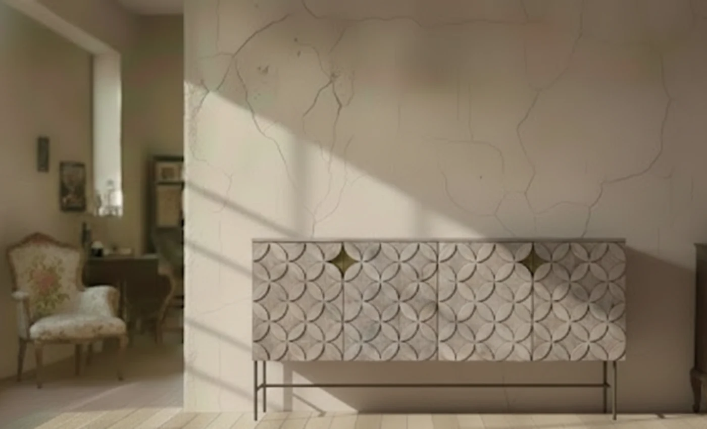 Wooden Sideboard 4 DOOR with black tinted Glass TOP BASE TO BE DECIDED (KBAR018) Wooden Sideboard 4 DOOR with black tinted Glass TOPBASE TO BE DECIDED - Image 1